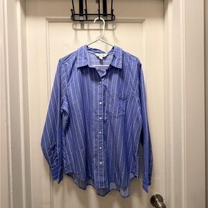 Old Navy Blue & White Striped Button-Up Shirt